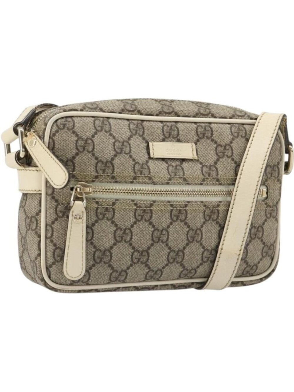 GUCCI GG Supreme Shoulder Bag PVC White Gold 201447